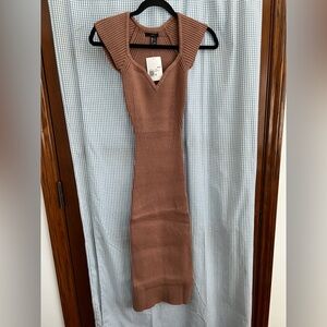 Forever 21 Ribbed Brownish Tan Midi Dress
